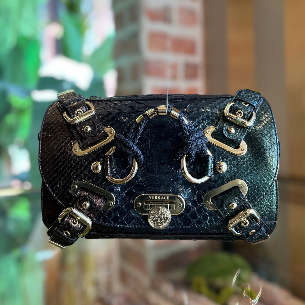 Versace Canyon Multicolor Ombre Python Clutch - image 1